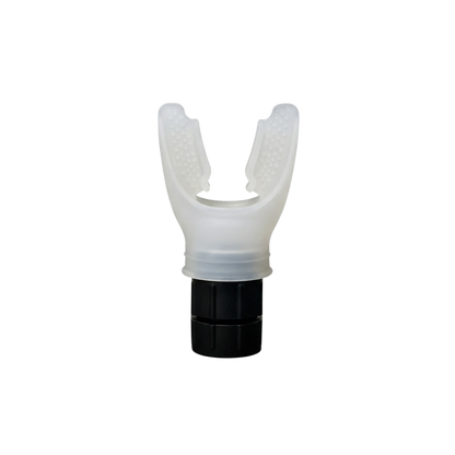 White resistance-based breathing trainer on a white background