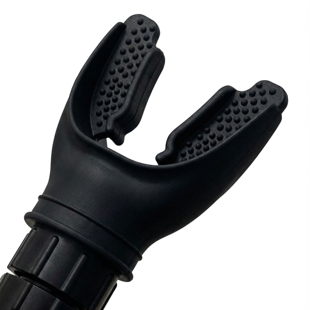 Close-up of the black nhayl resistance-based breathing trainer mouthpiece